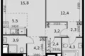 2 room apartment 54 m² Moscow, Russia