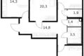 3 room apartment 84 m² Moscow, Russia