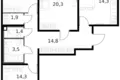 Mieszkanie 3 pokoi 84 m² Moskwa, Rosja