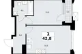1 room apartment 43 m² Troitsk, Russia