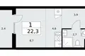 Apartamento 1 habitación 22 m² Troitsk, Rusia