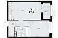 2 room apartment 47 m² Kommunarka, Russia