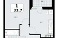 1 room apartment 34 m² Kommunarka, Russia
