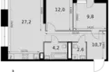 3 room apartment 68 m² Moscow, Russia