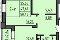 Mieszkanie 2 pokoi 60 m² Muchaviecki sielski Saviet, Białoruś