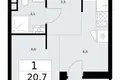Квартира 1 комната 21 м² район Внуково, Россия
