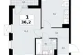 1 room apartment 36 m² Kommunarka, Russia