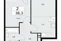 Wohnung 2 zimmer 38 m² Kommunarka, Russland
