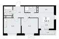 2 room apartment 55 m² Kommunarka, Russia