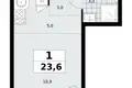 Wohnung 1 zimmer 24 m² Kommunarka, Russland