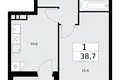 1 room apartment 39 m² Kommunarka, Russia