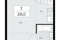 1 room apartment 28 m² Kommunarka, Russia