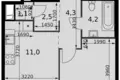 1 room apartment 39 m² Moscow, Russia