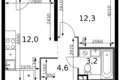 Wohnung 1 zimmer 34 m² Leninsky District, Russland
