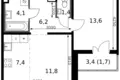 Квартира 2 комнаты 47 м² Ленинский городской округ, Россия