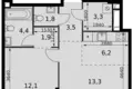 2 room apartment 47 m² Moscow, Russia