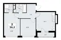 2 room apartment 56 m² Vnukovo, Russia