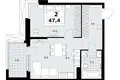 2 room apartment 47 m² Kommunarka, Russia