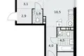 3 room apartment 59 m² Kommunarka, Russia