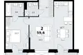 2 room apartment 60 m² Kommunarka, Russia