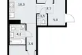 2 room apartment 59 m² Kommunarka, Russia