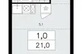 1 room apartment 21 m² Kommunarka, Russia