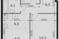 2 room apartment 46 m² Moscow, Russia