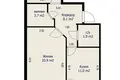 2 room apartment 61 m² Minsk, Belarus
