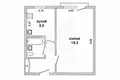 1 room apartment 31 m² Muchaviecki sielski Saviet, Belarus
