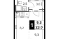 Студия 1 комната 23 м² Химки, Россия