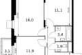 2 room apartment 53 m² Sapronovo, Russia