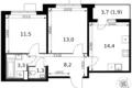 2 room apartment 54 m² Leninsky District, Russia