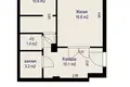 1 room apartment 42 m² Minsk, Belarus