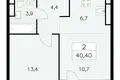 Квартира 2 комнаты 40 м² Москва, Россия