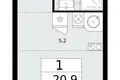 Mieszkanie 1 pokój 21 m² Kommunarka, Rosja