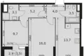 Mieszkanie 2 pokoi 57 m² Moskwa, Rosja