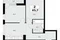 Wohnung 2 zimmer 46 m² Kommunarka, Russland
