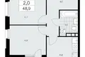 Wohnung 2 zimmer 49 m² Kommunarka, Russland