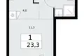 Appartement 1 chambre 23 m² Troïtsk, Russie