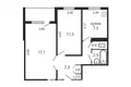 2 bedroom apartment 47 m² Minsk, Belarus
