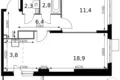 Wohnung 2 zimmer 47 m² Sapronovo, Russland