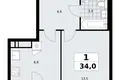 1 room apartment 34 m² Kommunarka, Russia