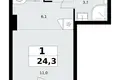 1 room apartment 24 m² Kommunarka, Russia