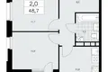 2 room apartment 49 m² Kommunarka, Russia