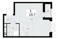 Apartamento 1 habitación 29 m² Kommunarka, Rusia