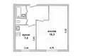1 room apartment 34 m² Muchaviecki sielski Saviet, Belarus