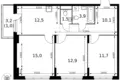 Wohnung 3 zimmer 69 m² Sapronovo, Russland