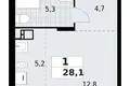 Apartamento 1 habitación 28 m² Krasnoye Selo, Rusia