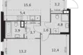 3 room apartment 66 m² Moscow, Russia