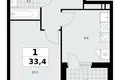 Wohnung 1 zimmer 33 m² Kommunarka, Russland
